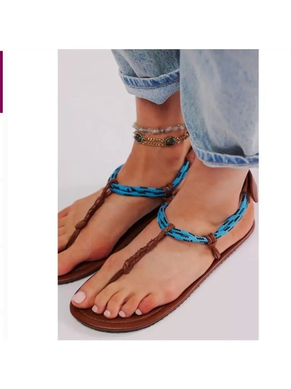 Free People Island Hopping Wrap Leather Sandals New In Box